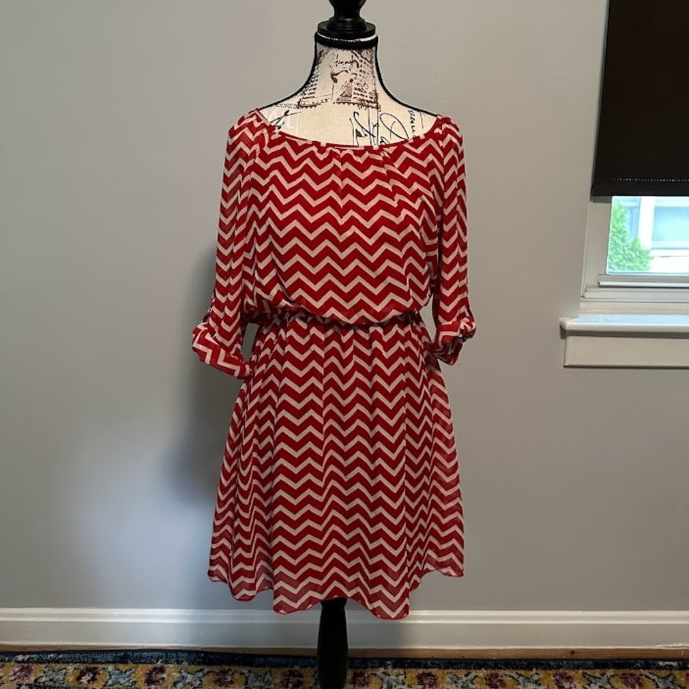 Speechless Red & White Dress - Size L